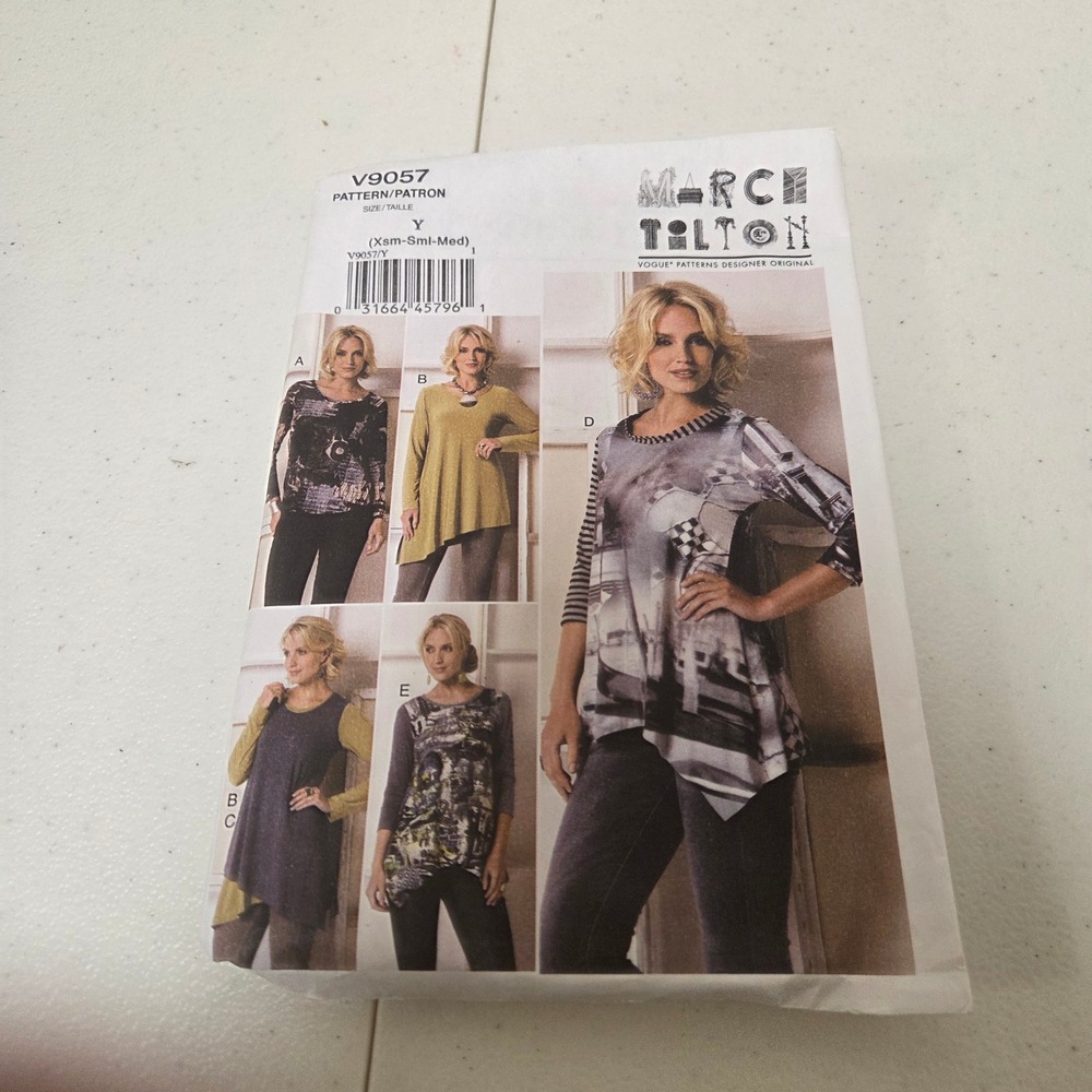 Vogue Marcy Tilton V9057 Sewing Pattern Misses Top Tunic Size XS S M Uncut